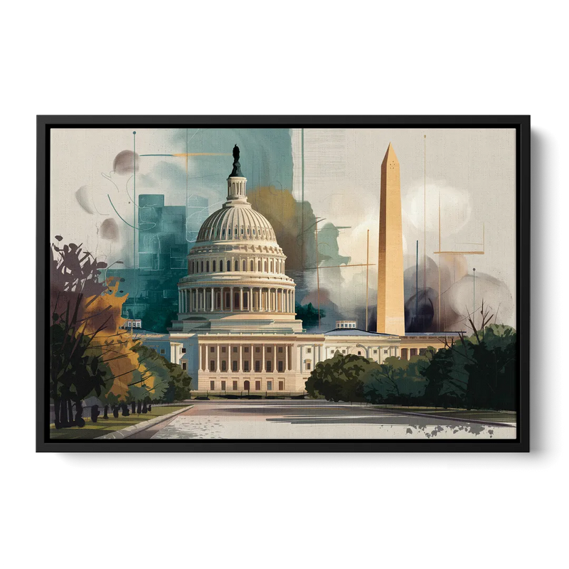 Washington Dc Architecture Front - Black Canvas Wall Art