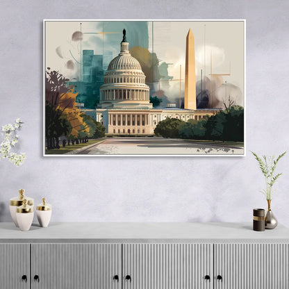 Washington Dc Architecture Living Room - White Canvas Wall Art