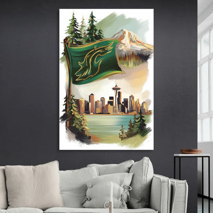 Washington Flags and Symbols Sitting Room - Canvas Wall Art