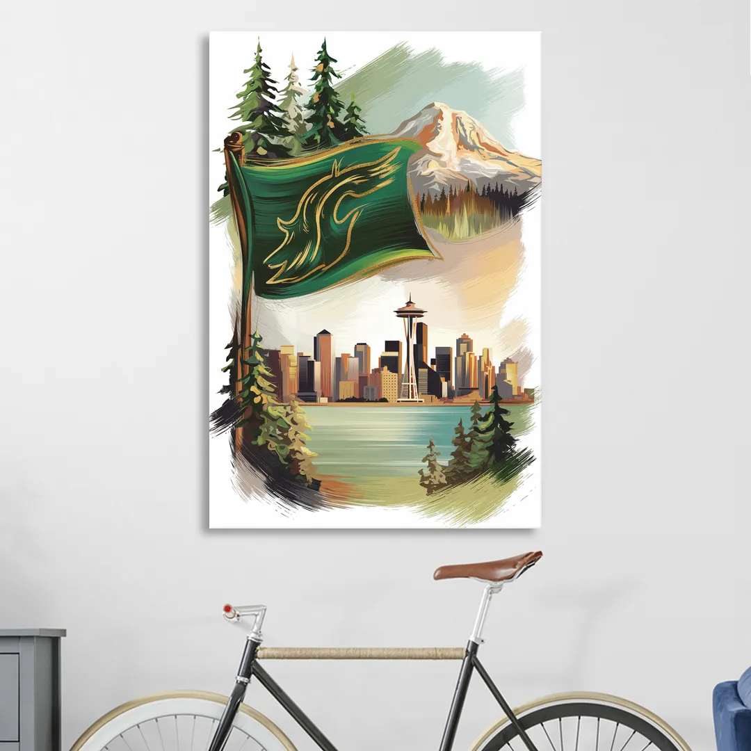 Washington Flags and Symbols Living Room - Canvas Wall Art