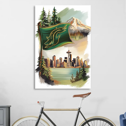 Washington Flags and Symbols Living Room - Canvas Wall Art