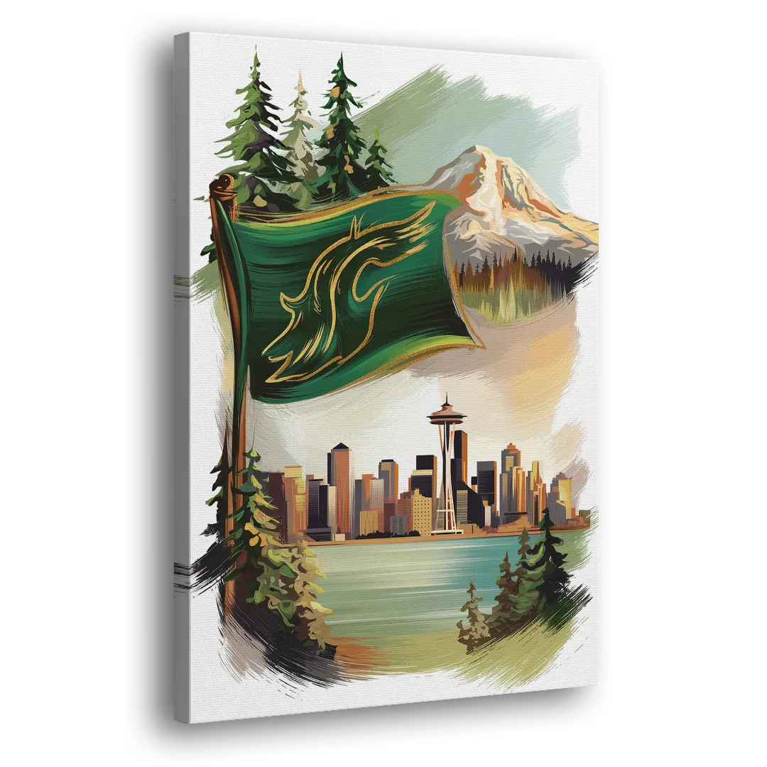 Washington Flags and Symbols Side - Canvas Wall Art