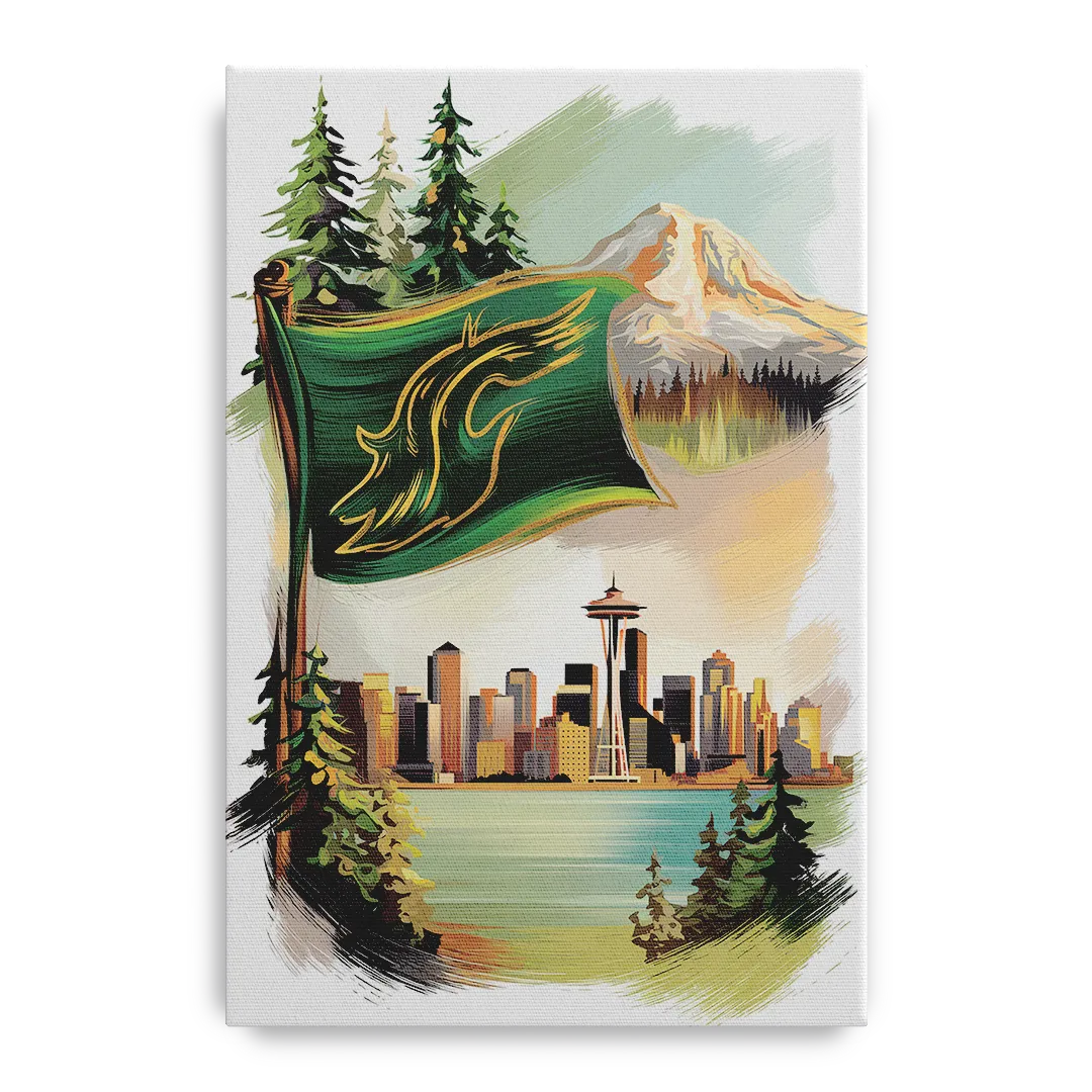 Washington Flags and Symbols Front - Canvas Wall Art