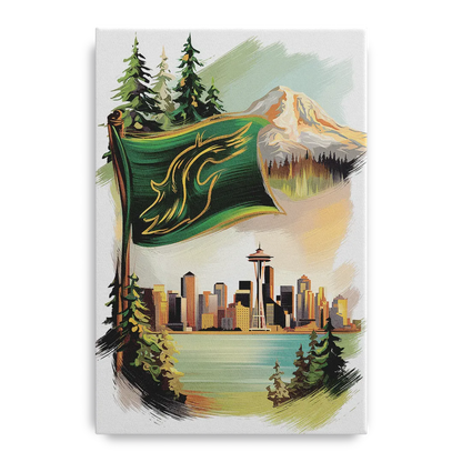 Washington Flags and Symbols Front - Canvas Wall Art