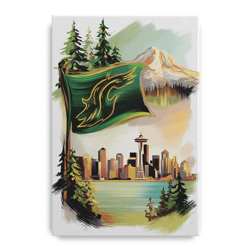 Washington Flags and Symbols Front - Canvas Wall Art