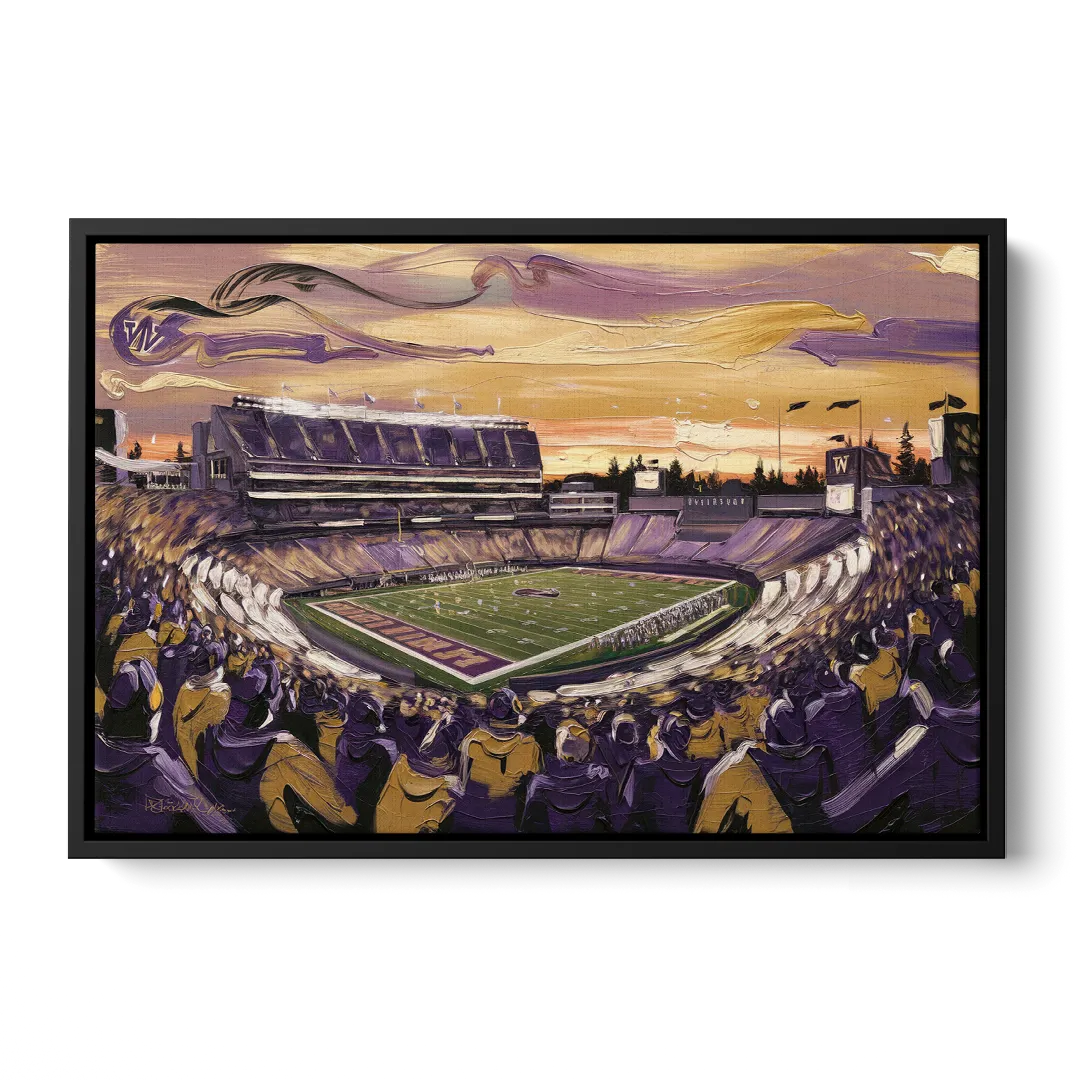 Washington Huskies Spirit Front - Black Canvas Wall Art