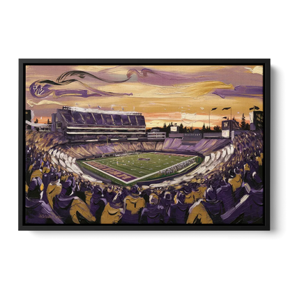 Washington Huskies Spirit Front - Black Canvas Wall Art