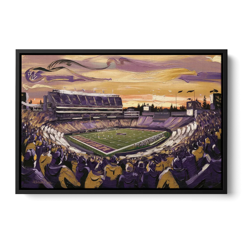 Washington Huskies Spirit Front - Black Canvas Wall Art