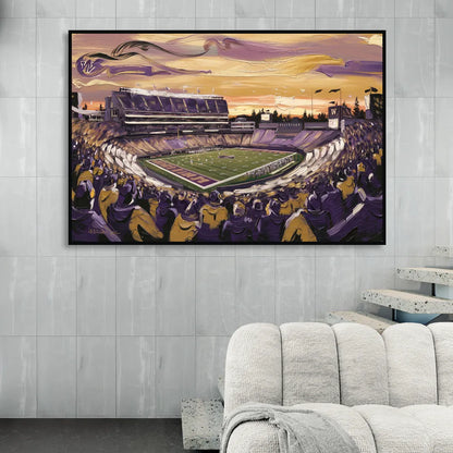 Washington Huskies Spirit Sitting Room - Black Canvas Wall Art
