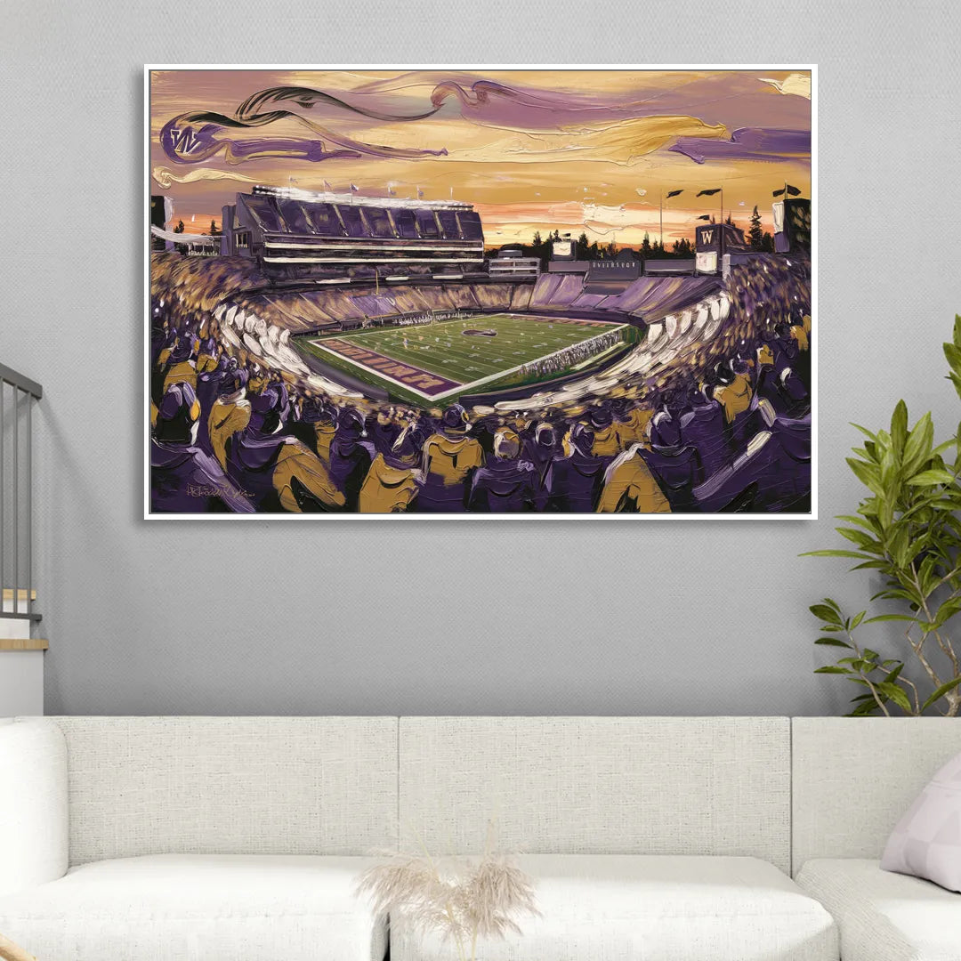 Washington Huskies Spirit Sitting Room - White Canvas Wall Art