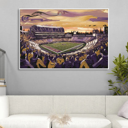 Washington Huskies Spirit Sitting Room - White Canvas Wall Art