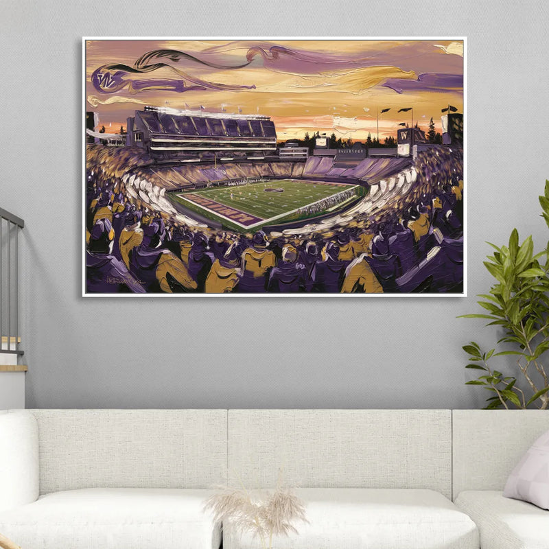 Washington Huskies Spirit Sitting Room - White Canvas Wall Art