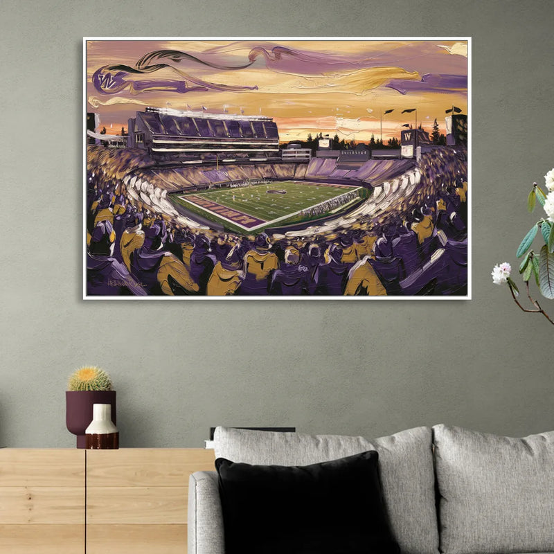 Washington Huskies Spirit Living Room - White Canvas Wall Art