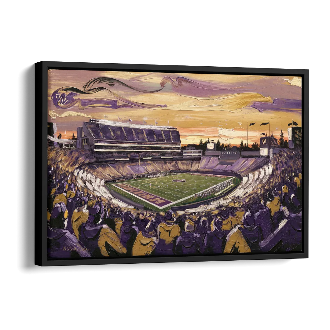 Washington Huskies Spirit Side - Black Canvas Wall Art