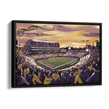 Washington Huskies Spirit Side - Black Canvas Wall Art