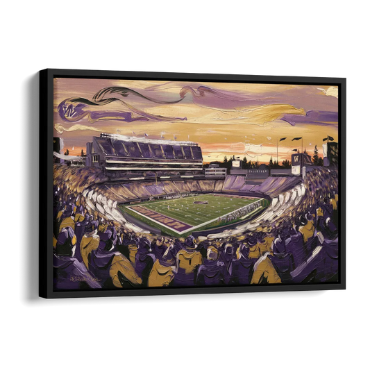 Washington Huskies Spirit Side - Black Canvas Wall Art