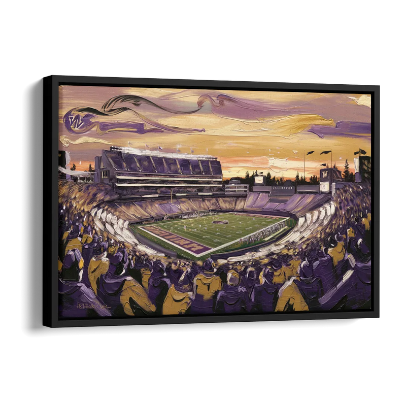 Washington Huskies Spirit Side - Black Canvas Wall Art