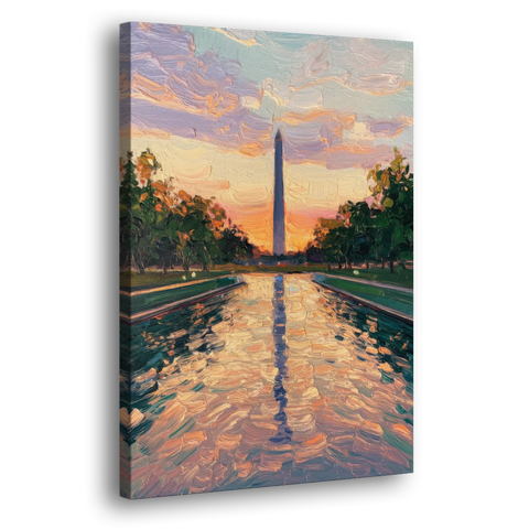 Washington Monument Reflection - Canvas Wall Art - Side