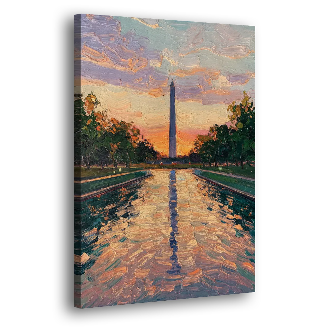 Washington Monument Reflection Side - Canvas Wall Art