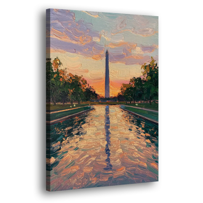 Washington Monument Reflection Side - Canvas Wall Art