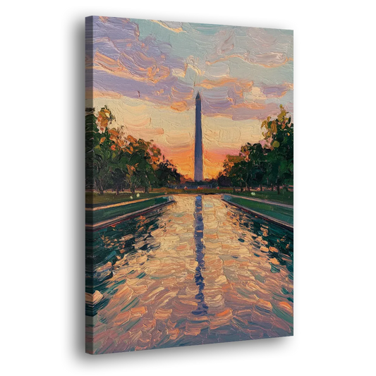 Washington Monument Reflection Side - Canvas Wall Art