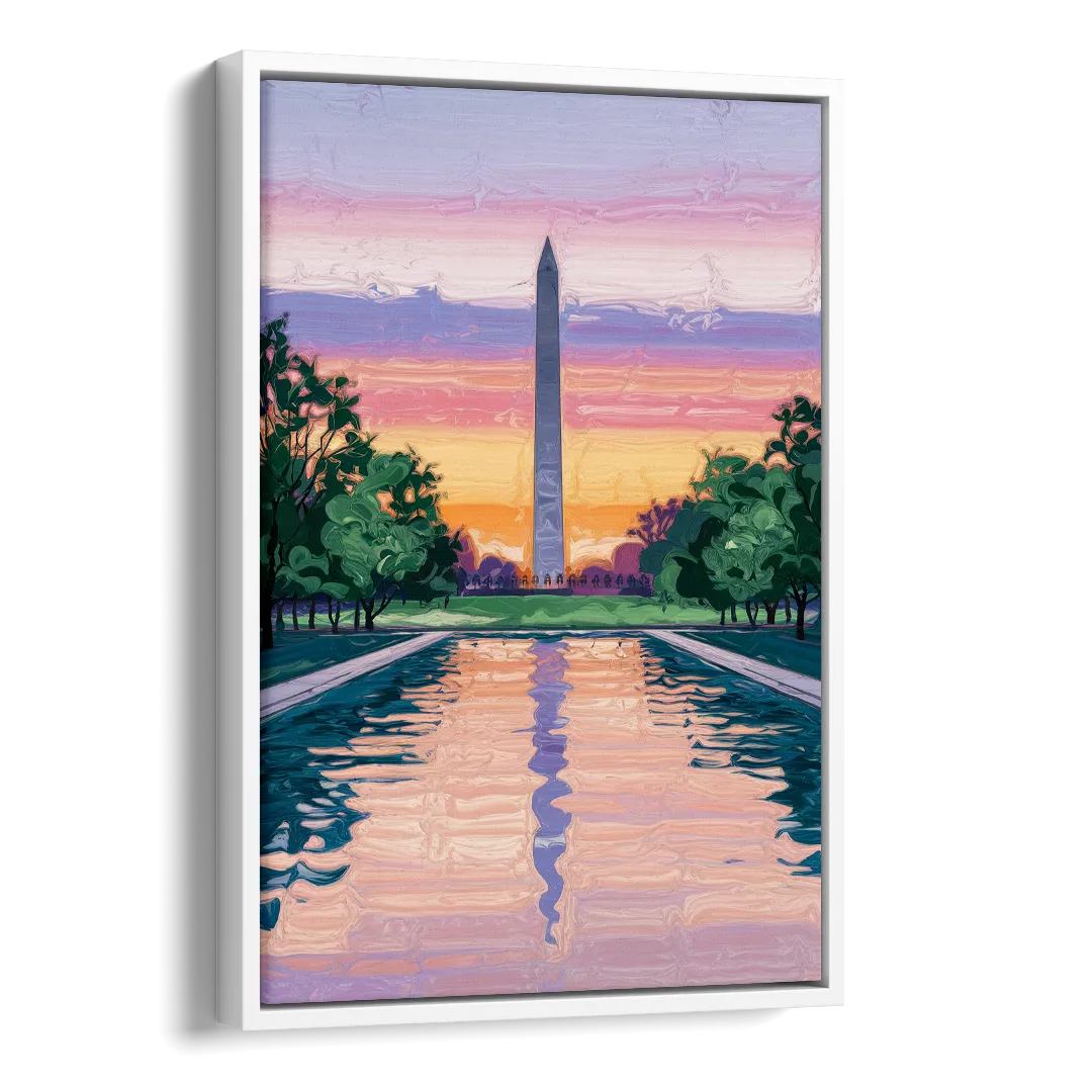 Washington Monument View Side - White Canvas Wall Art