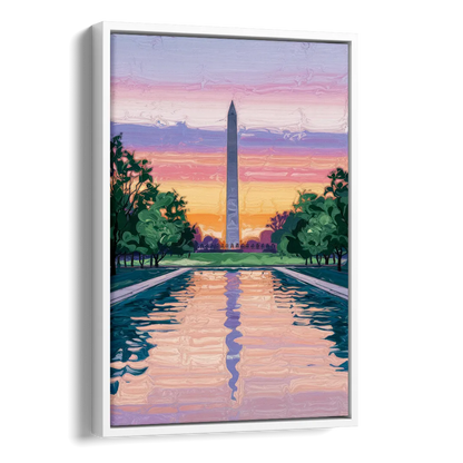 Washington Monument View Side - White Canvas Wall Art