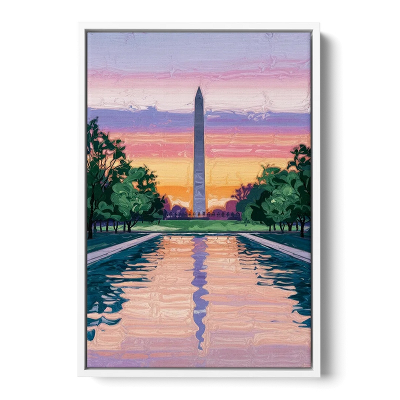 Washington Monument View Front - White Canvas Wall Art