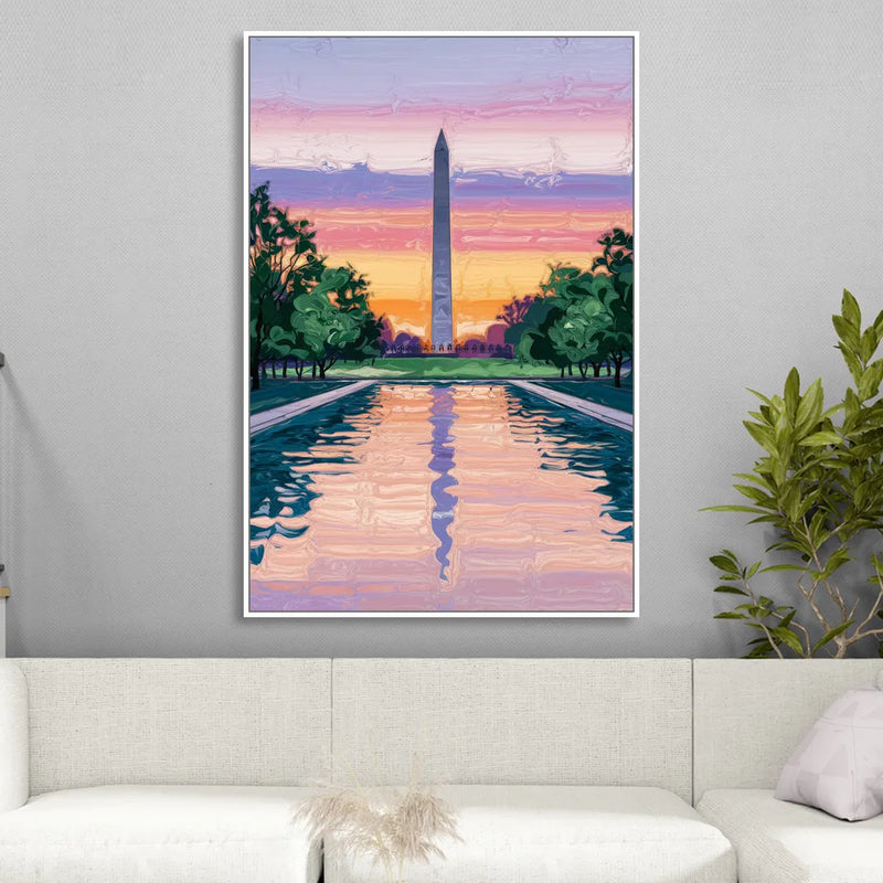 Washington Monument View Living Room - White Canvas Wall Art