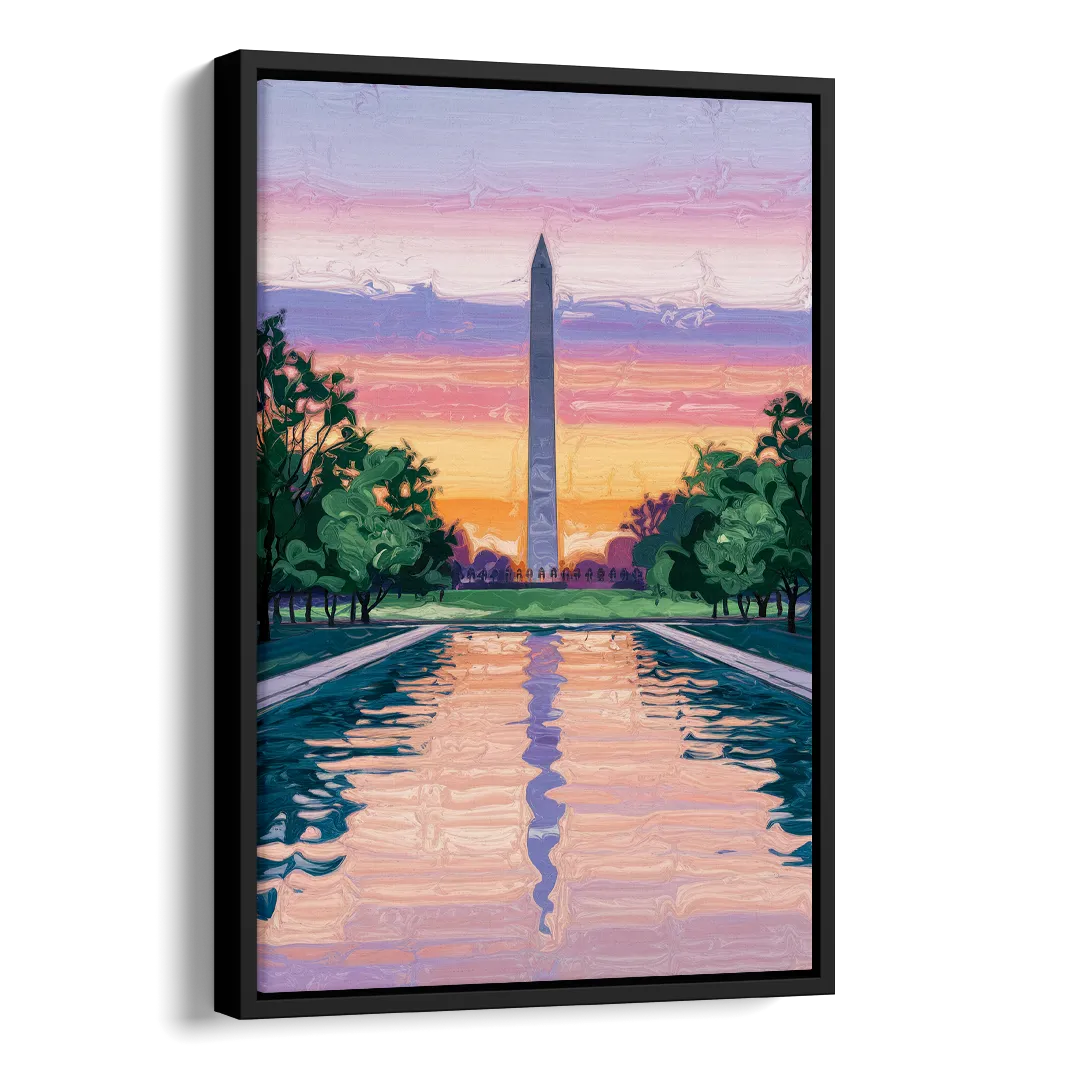 Washington Monument View Side - Black Canvas Wall Art