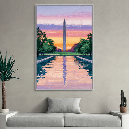 Washington Monument View Sitting Room - White Canvas Wall Art