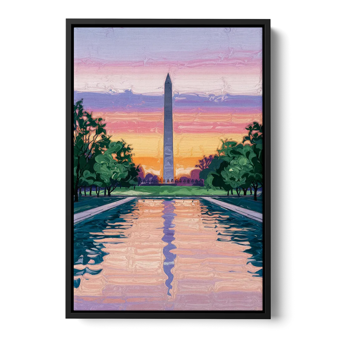 Washington Monument View Front - Black Canvas Wall Art
