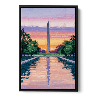 Washington Monument View Front - Black Canvas Wall Art