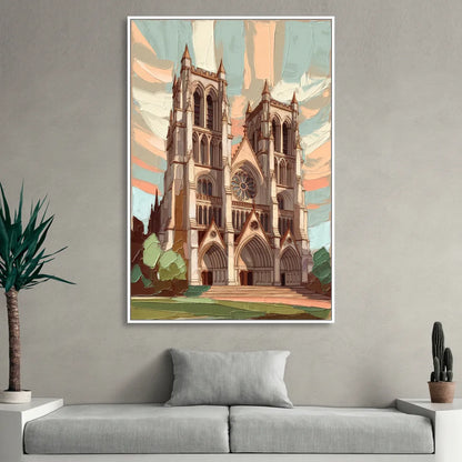 Washington National Cathedral Living Room - White Canvas Wall Art