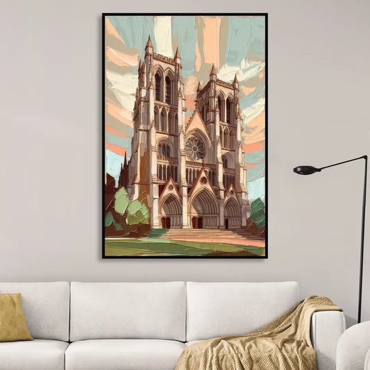 Washington National Cathedral Living Room - Black Canvas Wall Art