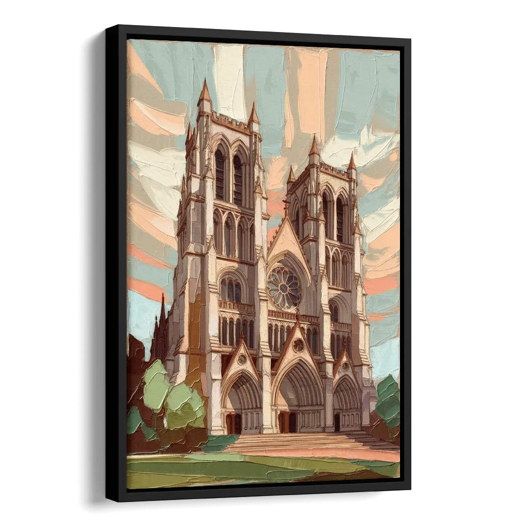 Washington National Cathedral Side - Black Canvas Wall Art