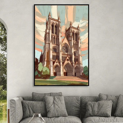 Washington National Cathedral Sitting Room - Black Canvas Wall Art
