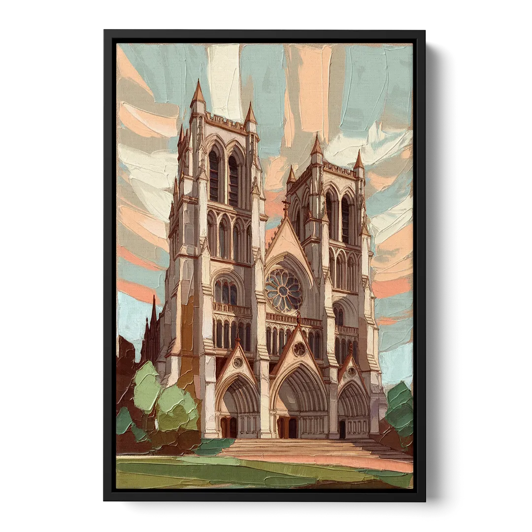 Washington National Cathedral Front - Black Canvas Wall Art