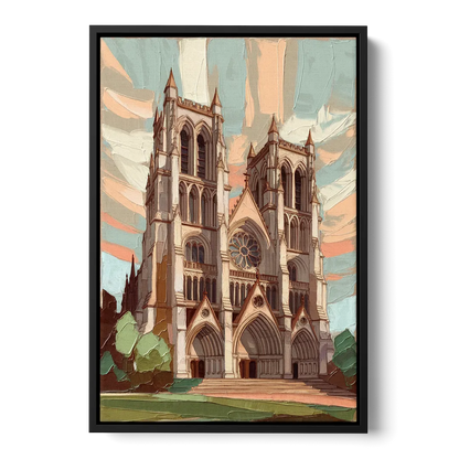 Washington National Cathedral Front - Black Canvas Wall Art