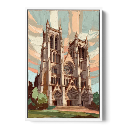 Washington National Cathedral Front - White Canvas Wall Art