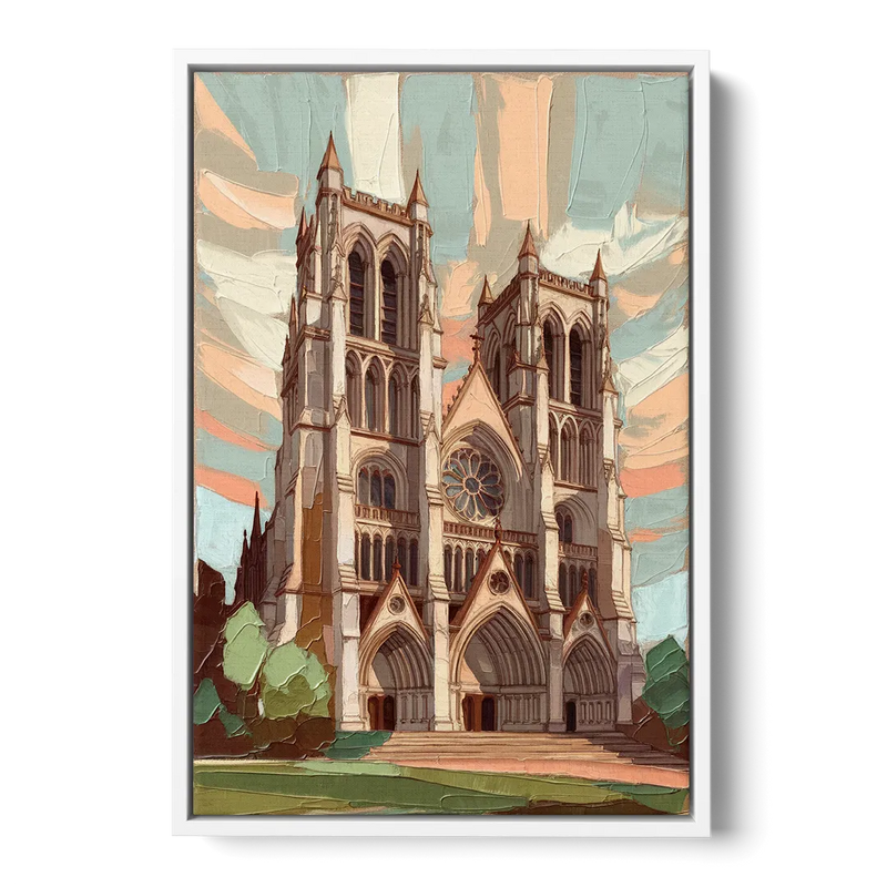 Washington National Cathedral Front - White Canvas Wall Art