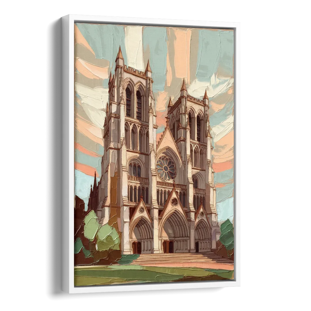 Washington National Cathedral Side - White Canvas Wall Art