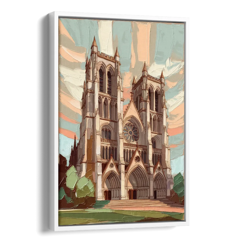 Washington National Cathedral Side - White Canvas Wall Art