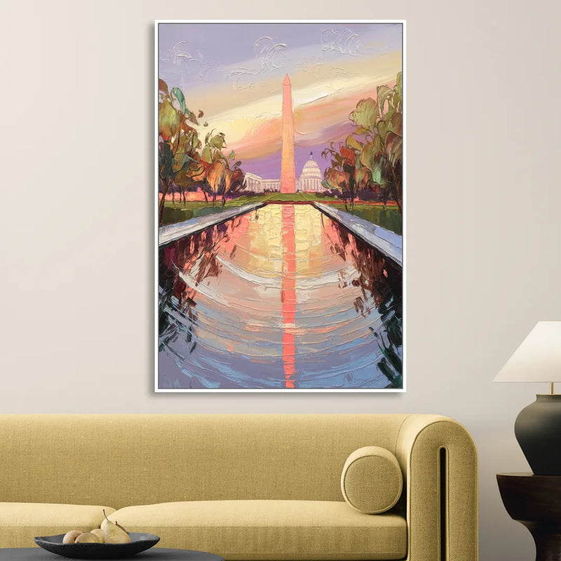 Washington National Mall Living Room - White Canvas Wall Art
