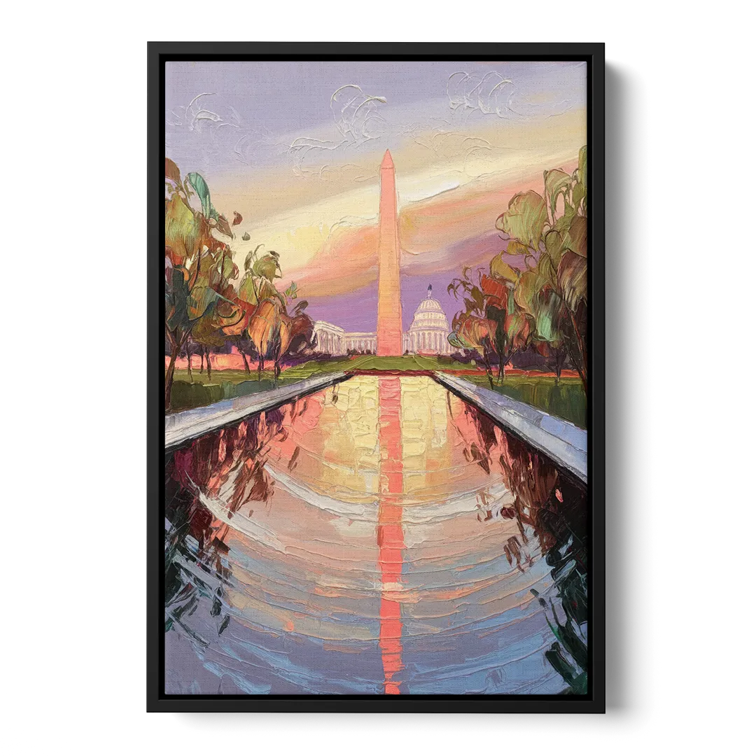 Washington National Mall Front - Black Canvas Wall Art