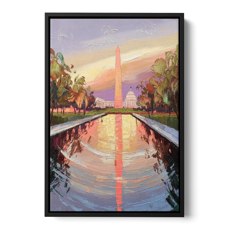Washington National Mall Front - Black Canvas Wall Art