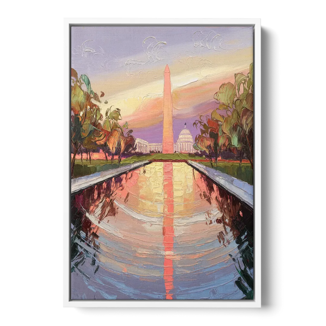 Washington National Mall Front - White Canvas Wall Art