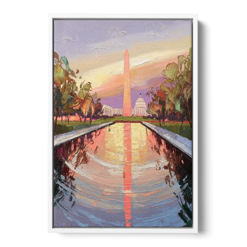 Washington National Mall Front - White Canvas Wall Art