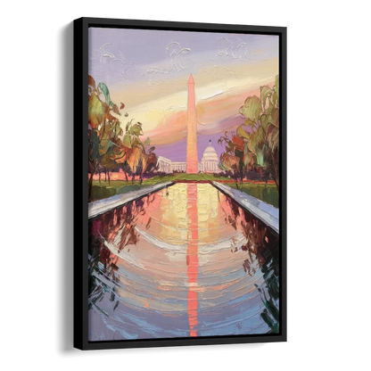 Washington National Mall Side - Black Canvas Wall Art