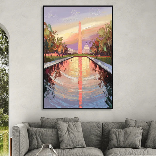 Washington National Mall Living Room - Black Canvas Wall Art
